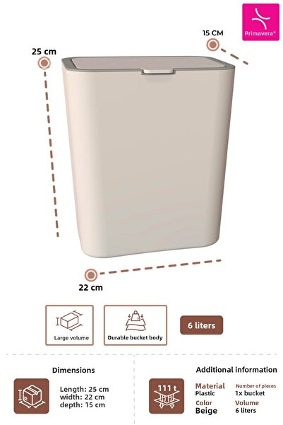 Prima Nova Flip Bathroom Kitchen Countertop Trash Can - Beige