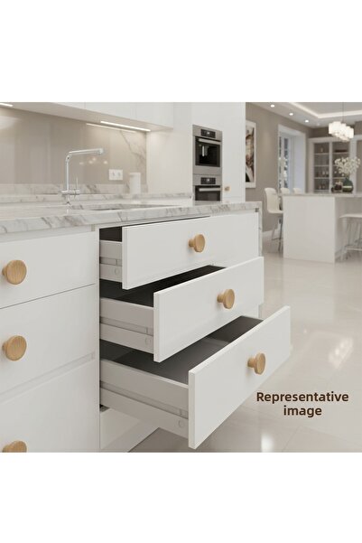 Badem10 Single Screw (10 Pieces) Concave Plastic Knob Handle Natural Oak Color Furniture Cabinet Drawer Handle Knob