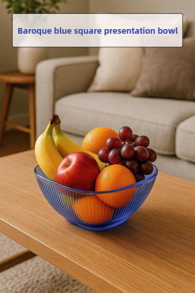 EWs Baroque Blue Medium Square Bowl & Presentation Bowl - 1.5 Lt