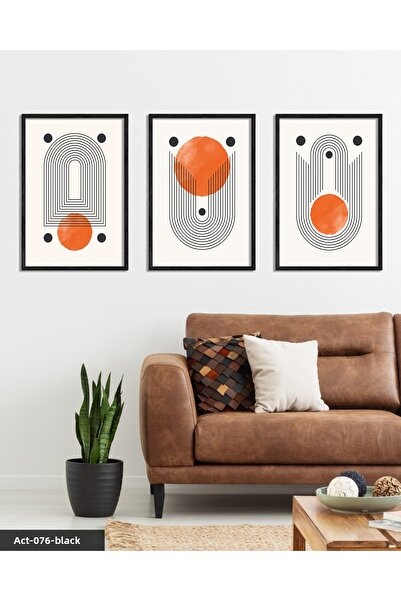 CeSht Modele abstracte 3 piese pictură înrămată cu lemn negru