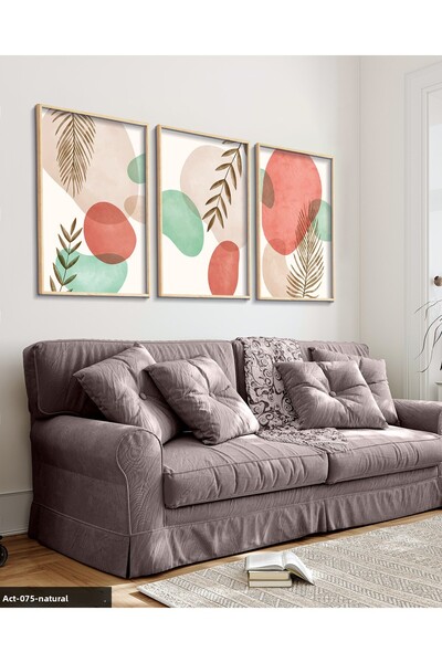 Evinemoda Цветна абстрактна картина с дървена рамка, състояща се от 3 части