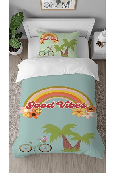 GREENDECOR Palm Rainbow Good Vibes Patterned Digital Printed Special Design C...