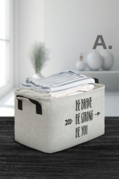 HomyJRs Be You Gray Closet Laundry Children's Room Toy Organizer Folding Storage Basket 37X27X25