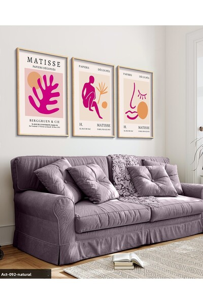 Evinemoda Pictură cu cadru din lemn din 3 piese Matisse Artwork