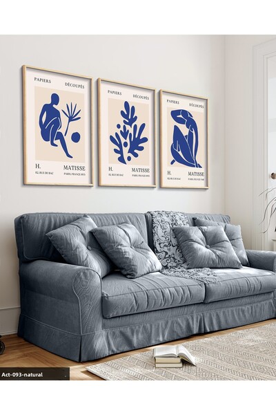 Evinemoda Pictură cu cadru din lemn din 3 piese Matisse Artwork