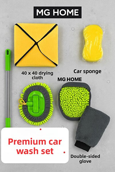 MG HOME Premium Car Washing Set Towel Sponge Stick Kit Gloves All of Them Are...