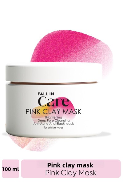FALL IN CARE 100ml Pink Clay Mask - Anti-Acne and Blackhead, Purifying and Pore Firming