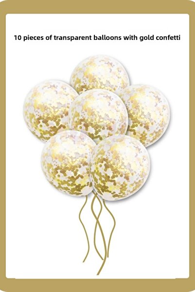 FESTİLO 10 Pieces Party Birthday with Transparent Balloon Sequins and Confetti