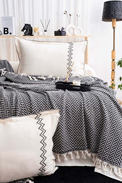 Çulha طقم غطاء سرير مزدوج من لونا أنثراسايت