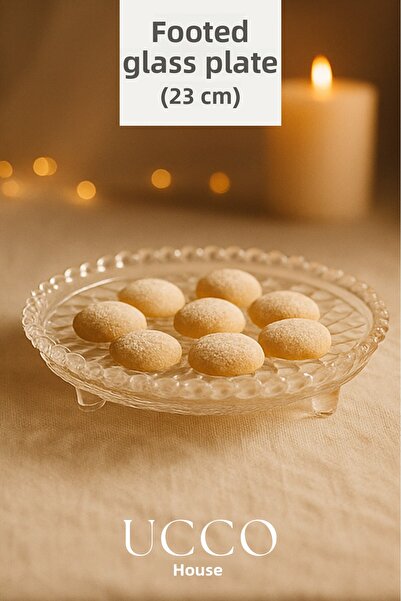 UCCO Footed Glass Presentation Plate 23 cm – Stylish Serving Dish for Elegant Table Settings and Tea Time Dessert Presentations