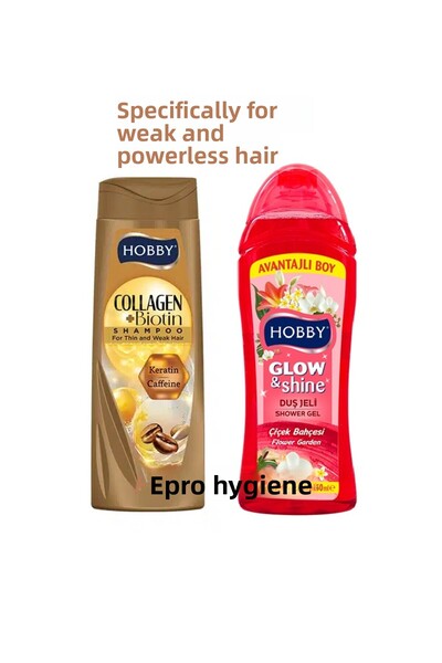 Hobby Collagen+Biotin Shampoo and Flower Garden Shower Gel Specifically for Weak and Weak Hair