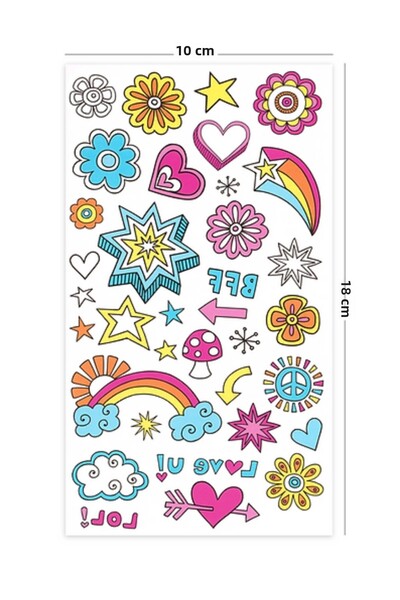 Le Mabelle Multicolored Rainbow Themed Girl's Tattoo Set