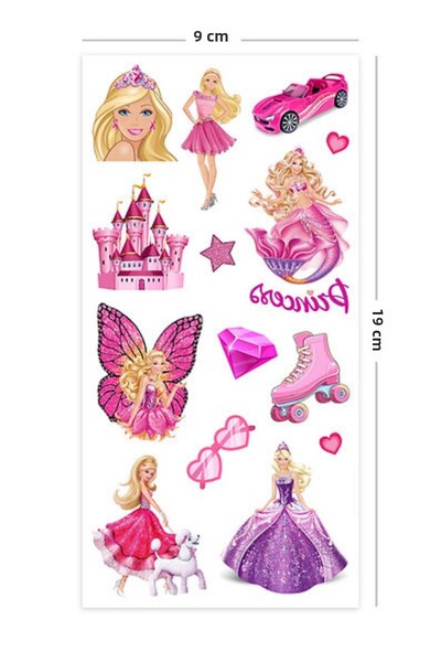 Le Mabelle Pink Princess Themed Girl's Tattoo Set
