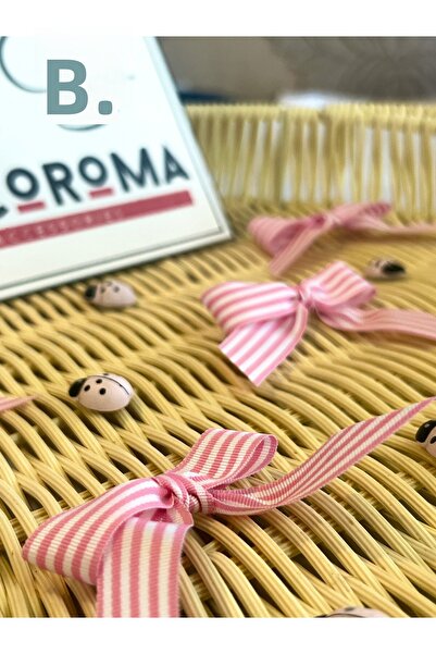 Nb Decoroma Pink Striped High Quality 20 Pieces Ribbon Bow – Gift Wrapping, Decoration, Baby (Handmade)