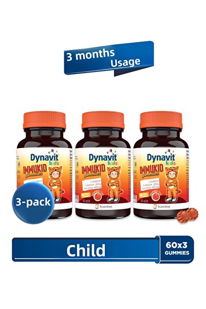 Dynavit حلوى إيموكيد للأطفال 60 × 3 - للمناعة - فيتامين سي، د، الزنك، نبات البلسان للأطفال