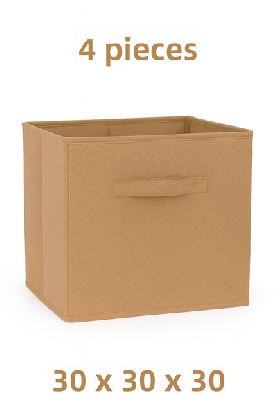 HomyJRs 4-Piece Beige Fabric Closet Organizer Box - 30X30X30 cm Foldable Multi-Purpose Storage Box