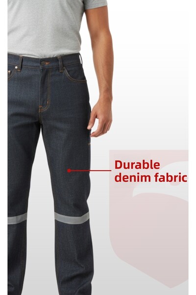 Selçuklu Plus 5-Pocket Reflective Gray Denim Work Pants – Long-Lasting and Durable Work Trousers