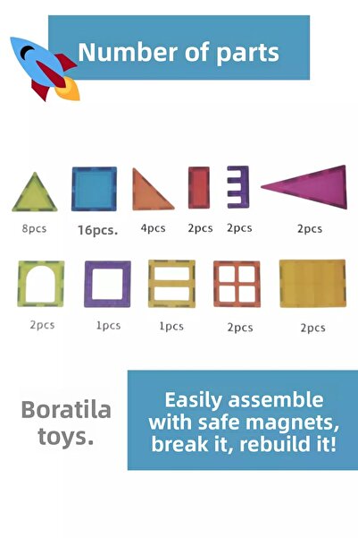 ByCaretta Magnetic Colorful Building Blocks 42 Pieces