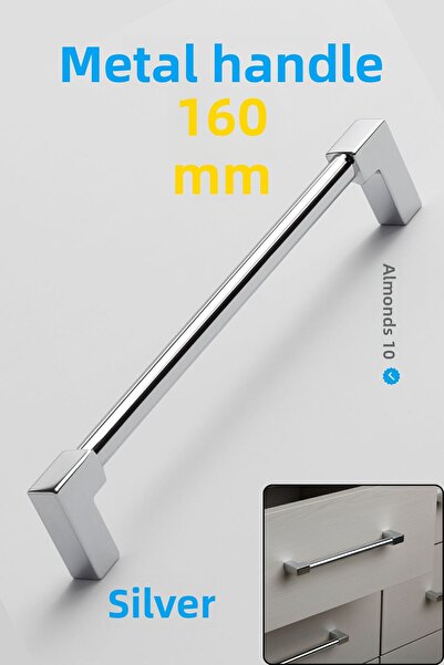 Badem10 Nova Silver Chrome Metal 160 mm Furniture Handle Drawer Cabinet Door Handle Knob Pulls Durable Design