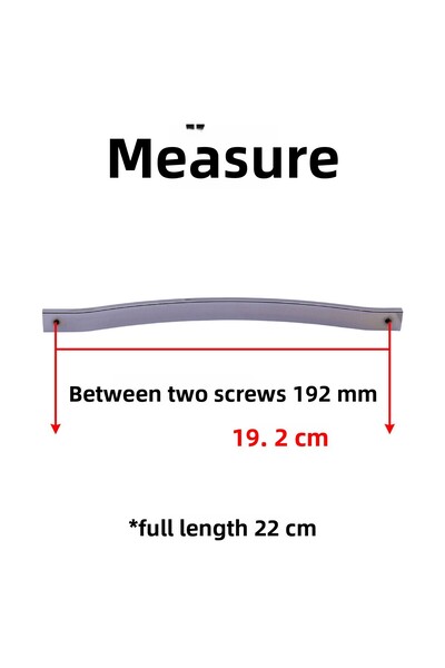 Badem10 Mâner pentru ușă dulap, mobilier din metal, cu dungi argintii cromate, 192 mm, mâner din inox