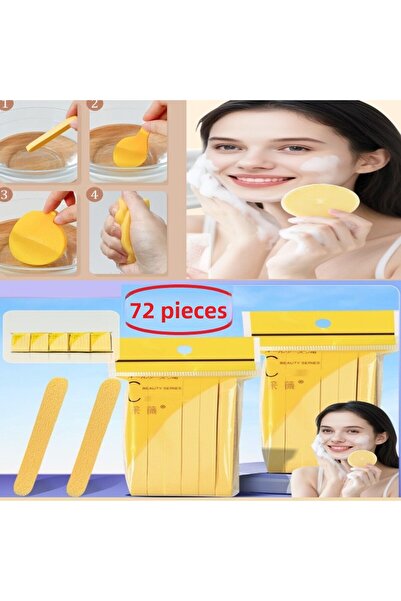 SİNKA Compressed Sponge 72 Pieces Makeup Removal Sponge Swells in Water