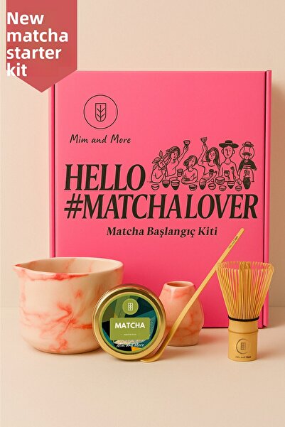 Mim and More Matcha Starter Pack - Chawan, Bamboo Whisk, Chasen, Chasaku, Pure Matcha 25 Gr Matcha Starter Set