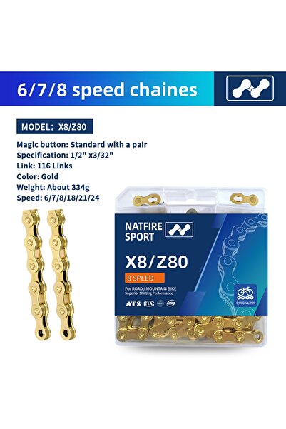 Choice سلسلة دراجات Natfire ذهبية 6 7 8 سرعات 6 7 8 9 10 11 12 سرعة مطلية بالكهرباء فضية للدراجة C