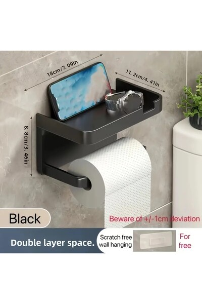 Choice حامل مناديل أسود سهل التركيب - حامل ورق تواليت - مثبت على الحائط، بدون...