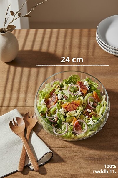 Nandy Home Large Glass Salad Bowl - Scandinavian Style Bowl - Transparent Bowl