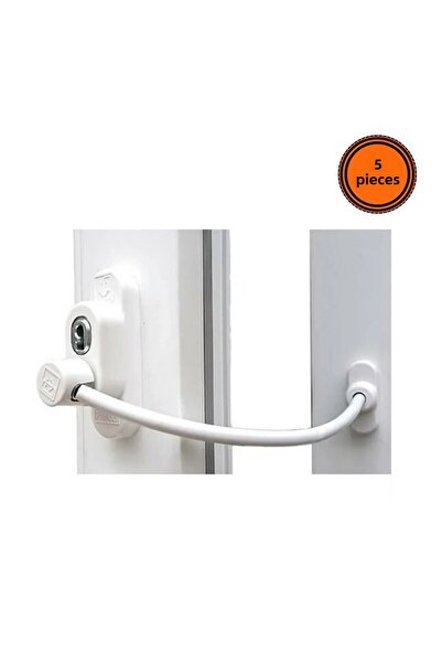 EYM 5 Pcs Penkid Keyed Steel Wire Rope Cable Window Child Safety Lock White