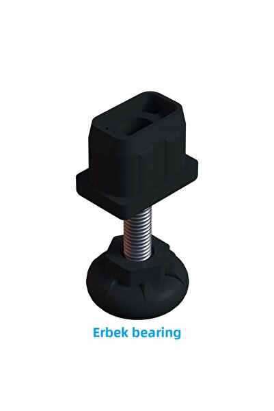 Erbek 20X30 Plastic Adjustable Insertable Footed Profile Plug with Threaded Rod 1 Piece Black