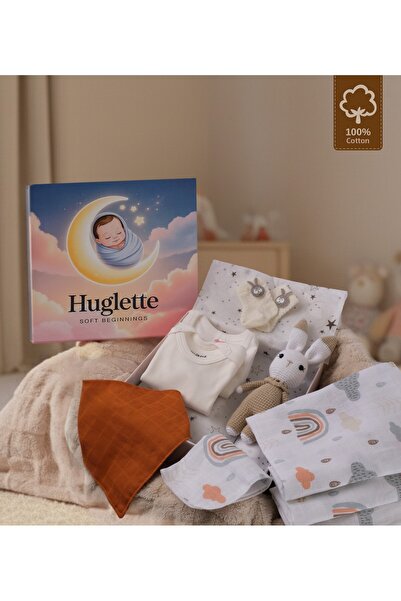 Huglette نوفا - طقم أطفال حديثي الولادة فاخر للجنسين - أميجورومي + غطاء موسلي...