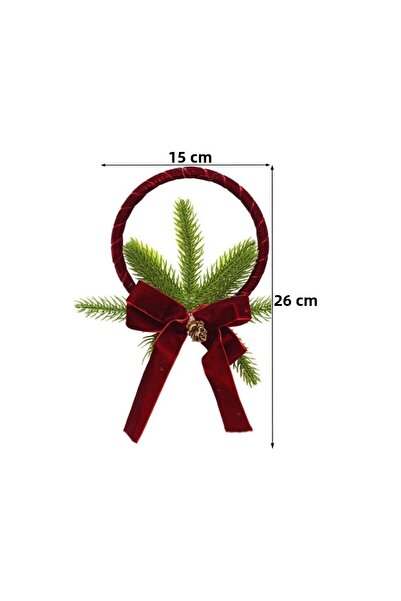 Parti Adresi Christmas Door Ornament Decorative Door Wreath with Velvet Ribbon 26 cm