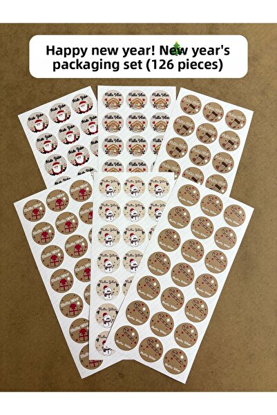 hdsticker 126Pcs Christmas New Year Sticker Label Set Happy New Year Gift Wrapping Packaging Decoration P5