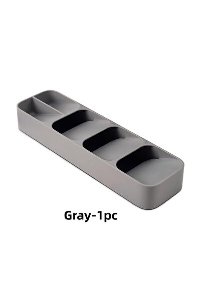 Choice صينية تخزين أدوات المائدة متعددة الأغراض باللون الرمادي مكونة من قطعة واحدة، وشوكة وملعقة ومنظم مقسم للمطبخ