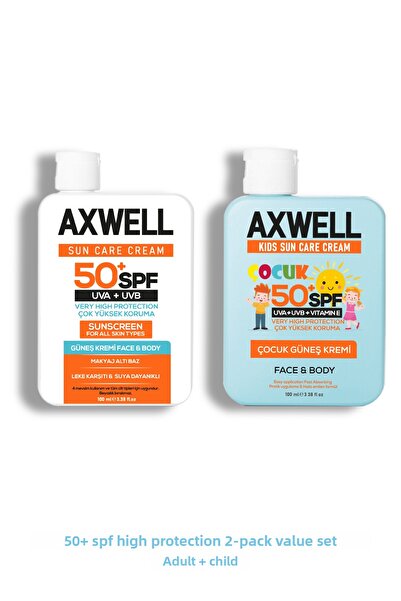 AXWELL 50+ Spf Adult and Child Sunscreen Set