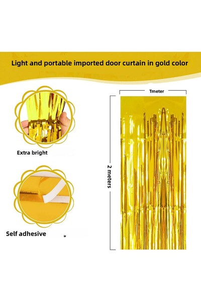ZERO LAND Mtxdpn Gold Gold Color Extra Metalized Shiny Fringed Backdrop Curtain Imported a Grade (101149) 1X2 m