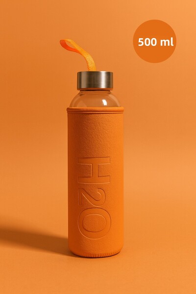 Fhilli H2O Glass Flask with Leather Case 500 ml