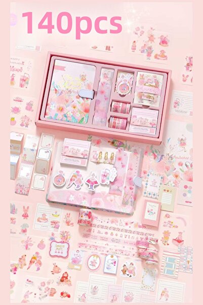 Buka Shops Pink Dream Series 149-Piece Premium Hobby Set - Magnetic Notebook with Gift Box, 7 Washi Tapes, 16