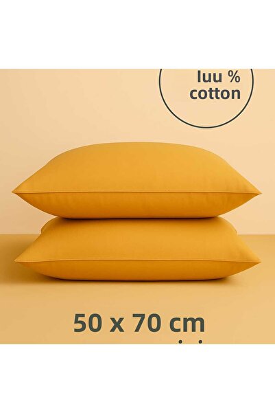 Loova Pillowcase 2 Pieces Solid Color 100% Cotton Zipper Cotton Ovarlak Stitc...