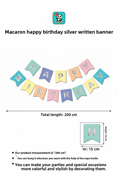 Bunloon Macaron Colored Happy Birthday Silver Lettering Banner – Birthday Lettering