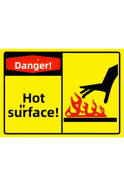 ZiPrinter خطر! سطح ساخن! لافتة تحذير من مادة PVC مقاس A4 21x30 سم