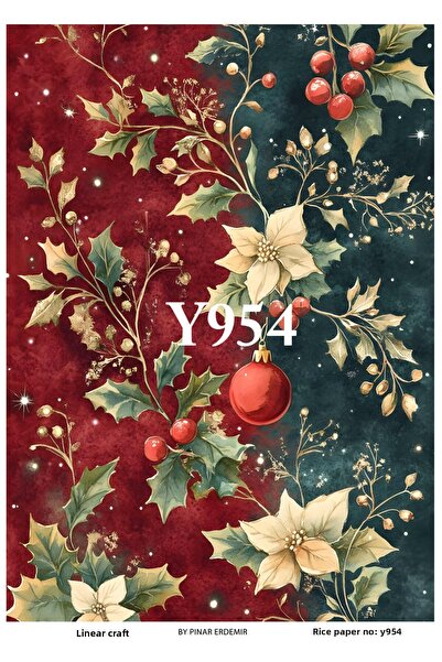 LİNEART New Year Pattern Rice Decopage Paper No:Y954- 29X42Cm