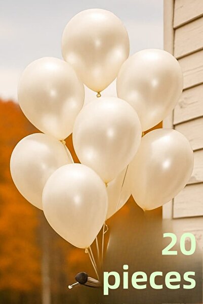 SkyPop 20 قطعة بالون معدني مقاس 28 سم لون أبيض لؤلؤي، عيد ميلاد، يوم خاص، عيد...