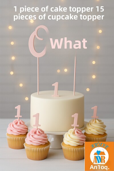 Atölye Doruk Pink 1St Birthday Cake Topper - One Cake Lettering - Number 1 Cu...