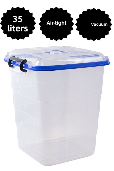 DEEMBRO 35 Lt Very Large Size Vacuum Sealed Food Storage Box Flour Sugar Rice Pulses Storage Box 35*42*39 cm