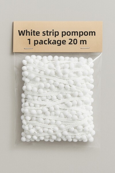 Soft Kare Λευκή Ρίγα Πομπόν 1 Πακέτο 20Μ