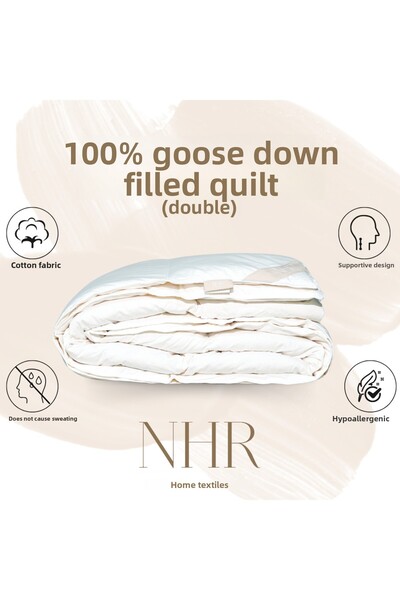 NHR HOME لحاف مملوء بريش الديك الرومي 100%، 30% صوف، موازن للحرارة، لحاف مزدو...