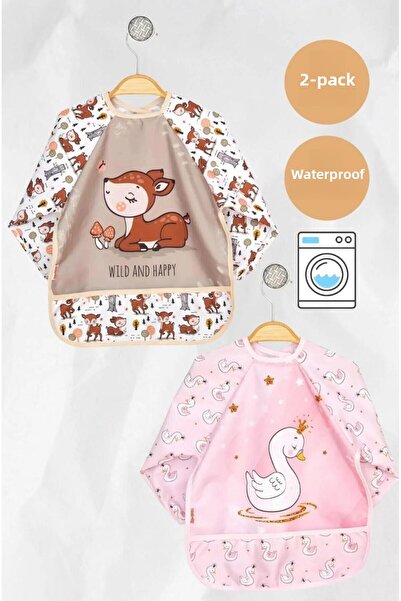 GÜNEŞ KİDS مريلة للأطفال قابلة للارتداء مقاومة للسوائل والبقع للأغذية والأنشط...