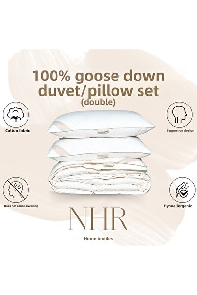 NHR HOME 100% Goose down Filling, 90% Down, Heat Balancing, Double Size, Pill...